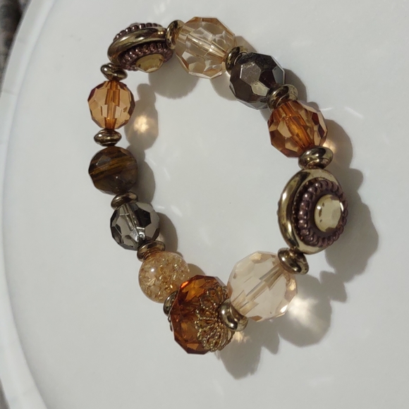 2 PIECE SET OF DIFFERENT SHADES OF BROWNS AND TAUPE STRETCH BRACELET. CUSTOM - Picture 2 of 6